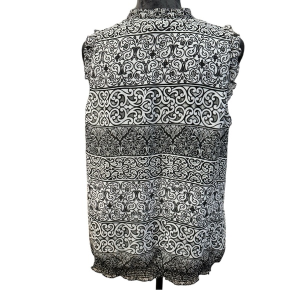 White House Black Market Flowy Ruffled Blouse with Cinched Waist, Size XL - Picture 2 of 5